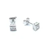 SØLV ØRESTIK RHODINERET MED SYNT. KLAR FIRKANTET ZIRKONIA 4 MM
