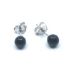 SØLV RHODINERET ØRESTIK MED RUND SORT ONYX 3 MM