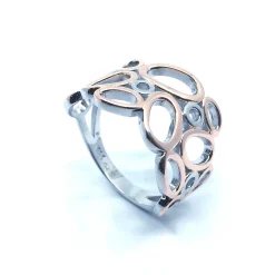 SØLV RHODINERET RING MED ROSA FORGYLDNING OVALER