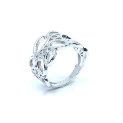 SØLV RING RHODINERET BRED BOBLE