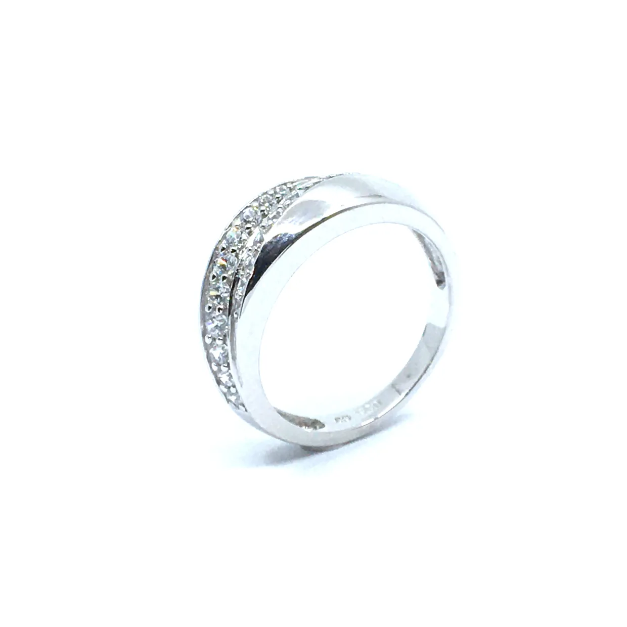 SØLV RING RHODINERET MED SNOET SYNTETISKE ZIRKONIA