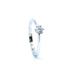 SØLV RING RHODINERET PRINSESSE MED SYNTETISK ZIRKONIA