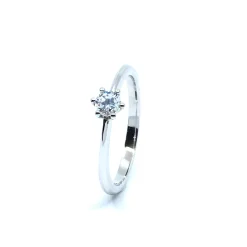 SØLV RING RHODINERET PRINSESSE MED SYNTETISK ZIRKONIA