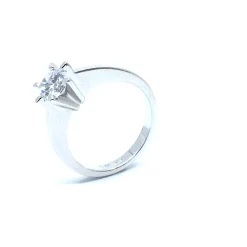 SØLV RING RHODINERET PRINSESSE MED SYNTETISK ZIRKONIA