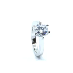 SØLV RING RHODINERET PRINSESSE MED SYNTETISK ZIRKONIA