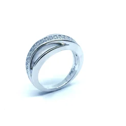 SØLV RING RHODINRET MED SYNTETISKE ZIRKONIA