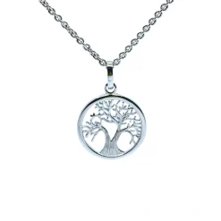 SØLV VEDHÆFTET LIVETSTRÆ 15 MM + KÆDE 45 CM