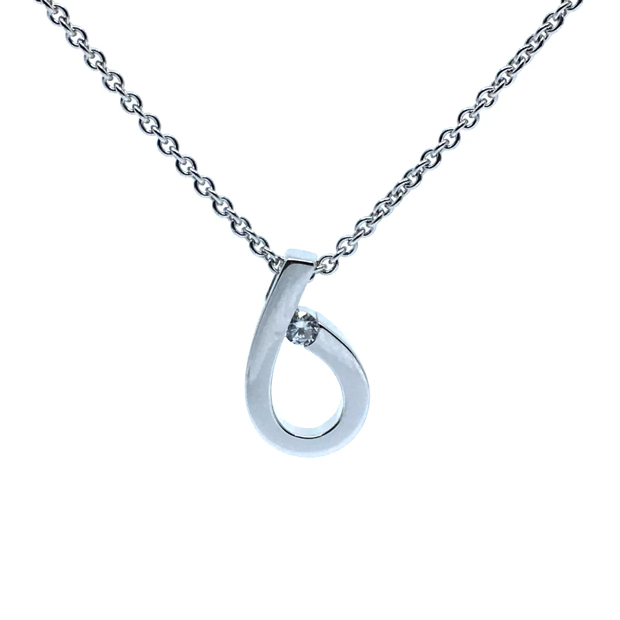 SØLV VEDHÆNG MED SYNTETISK + KÆDE 45 CM