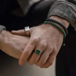 SON OF NOA HERRE RING SØLV MED MALAKIT- 106700509