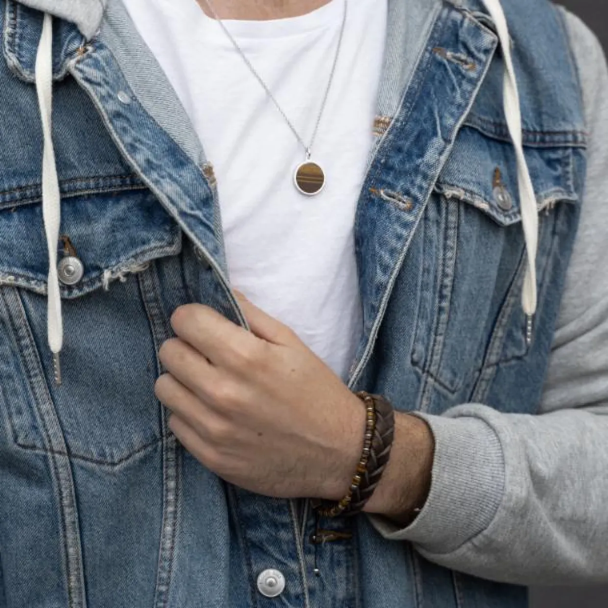 SON OF NOA LÆDER ARMBÅND BRUN FLETTET - 80970239219