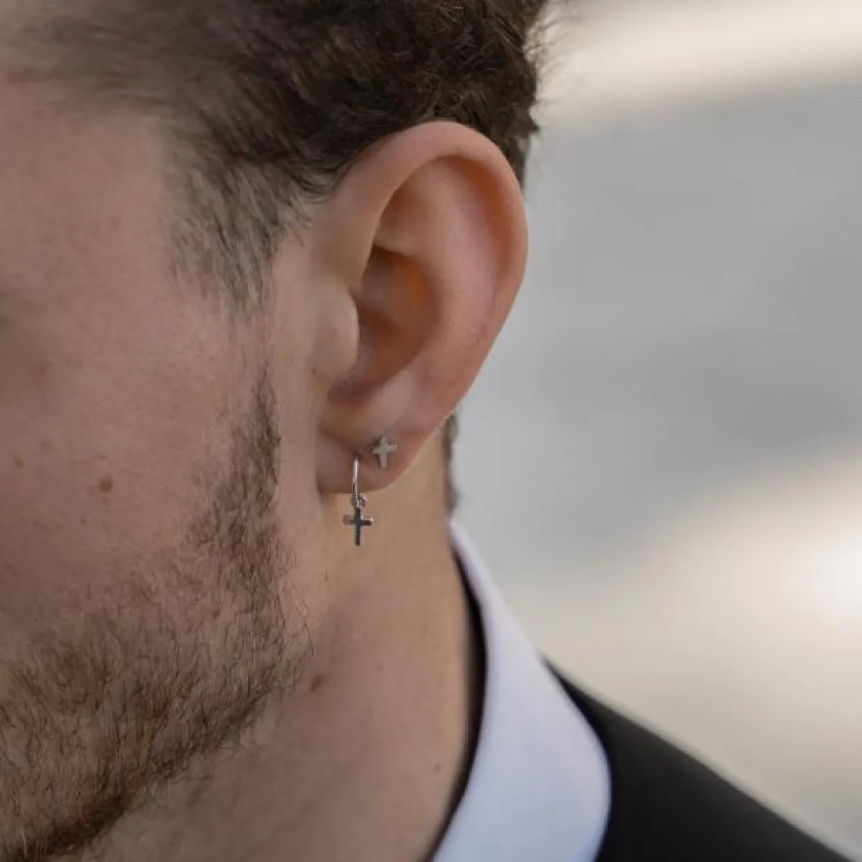 SON OF NOA ØRERING SØLV KORS 7MM 1 STK - 30251620900