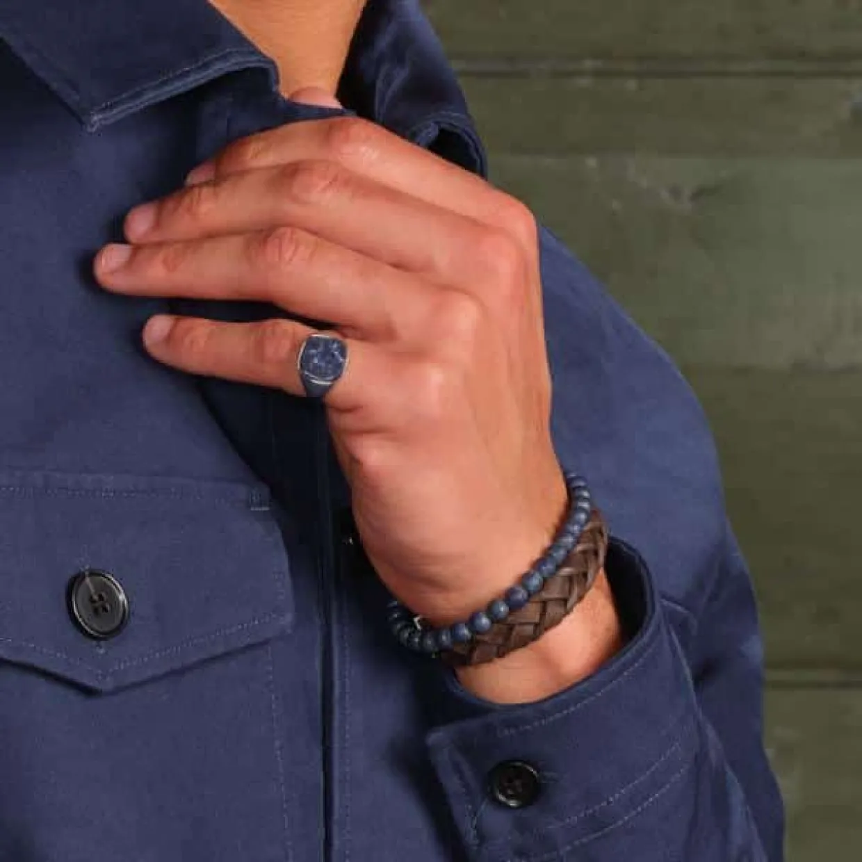 SON OF NOA STEN ARMBÅND MAT BLÅ LAPIS - 80980110000