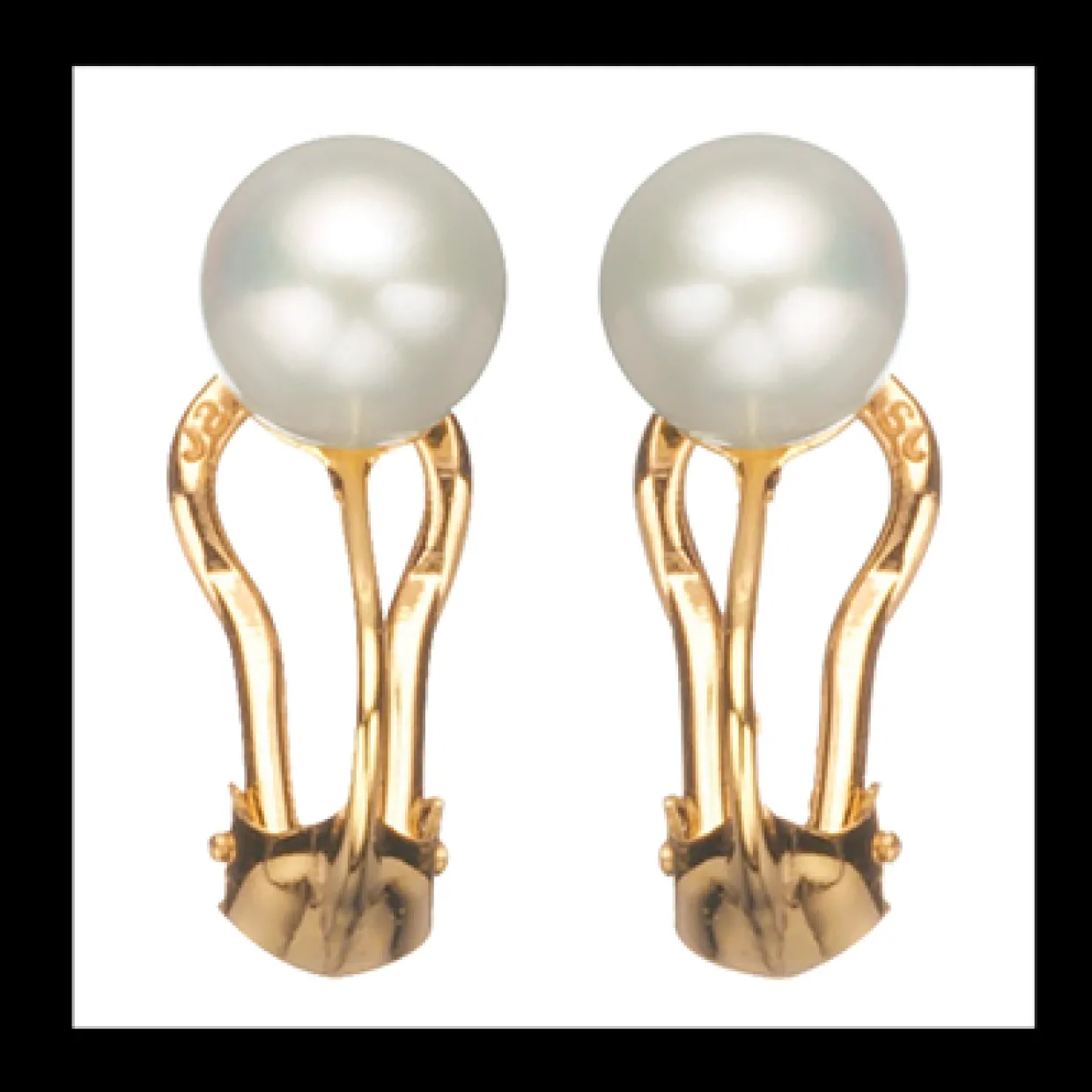 SROUPLES ØRERINGE CLIPS SØLV FORGYLDT MED FERSKVANDSPERLE - 1152FG