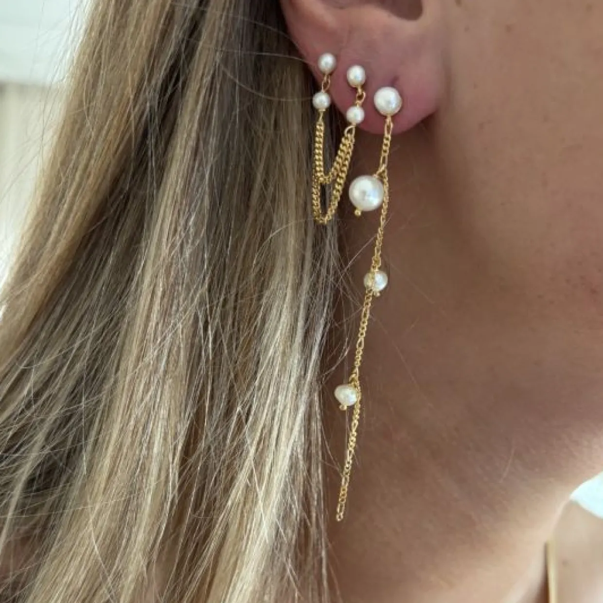 STINE A CALLAS SINGLE ØRERING SØLV FORGYLDT MED FERSKVANDSPERLE - 1375-02-S