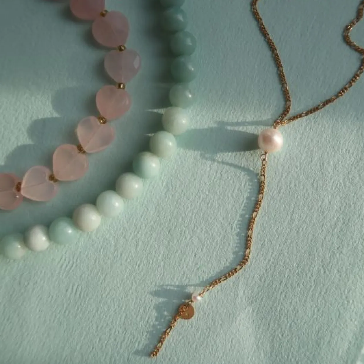 STINE A CALLAS Y-SHAPE SØLV FORGYLDT HALSKÆDE MED PERLE - 2064-02-OS