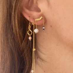 STINE A DANGLING PETIT COIN ØRERING SØLV FORGYLDT -1126-02-S-Pearl