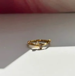 STINE A FLOW RING MED STENE FORGYLDT SØLV - 4053-02