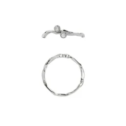 STINE A FLOW RING SØLV MED SNORLIGE LINJER OG TO STEN - 4053-00