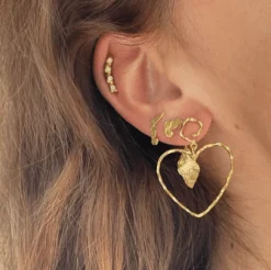 STINE A FUNKY HEART ØRERING SØLV FORGYLDT - 1317-02-S