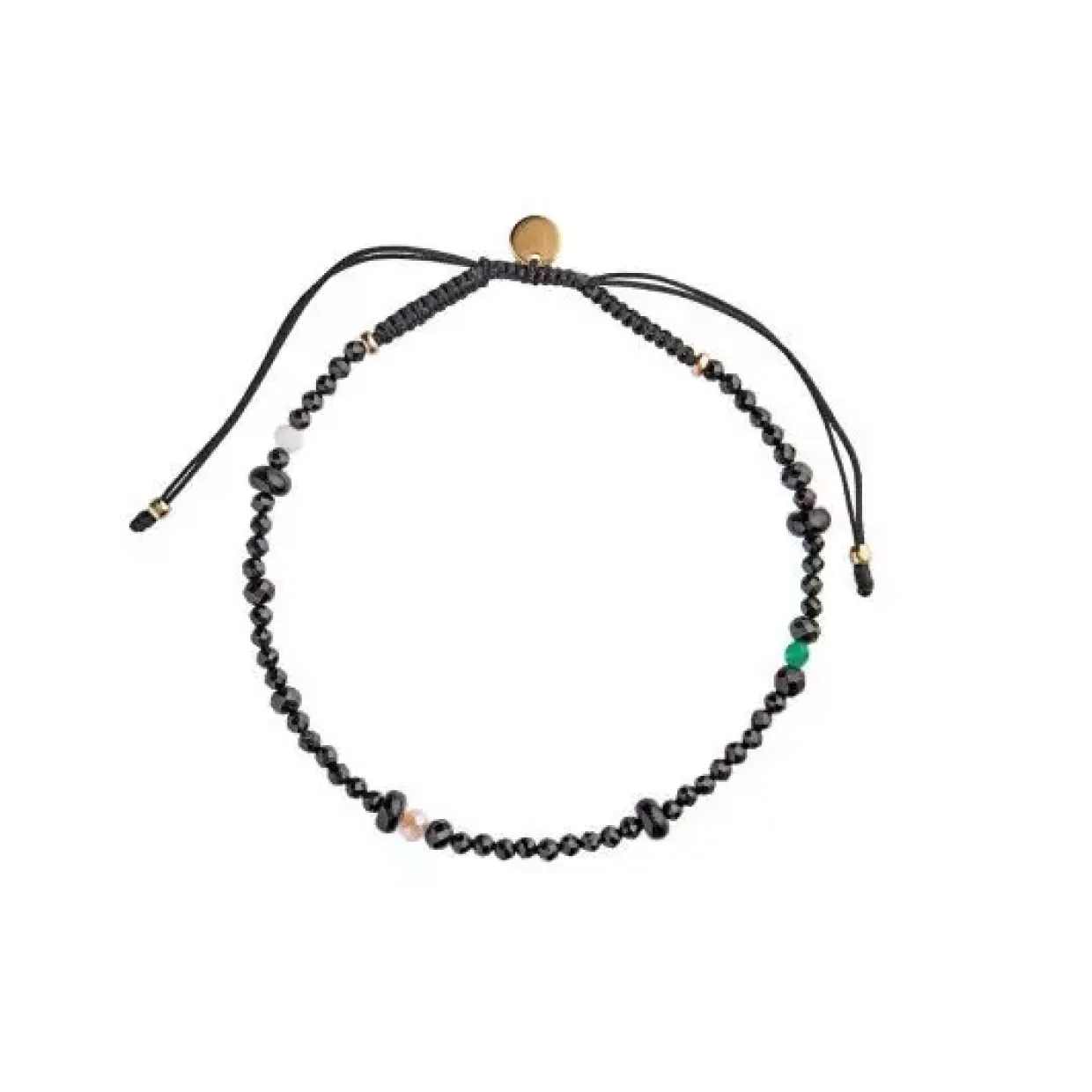 STINE A LISSÉ ARMBÅND MED SORTE ÆDELSTEN OG FORGYLDT SØLV - 3207-02-OS