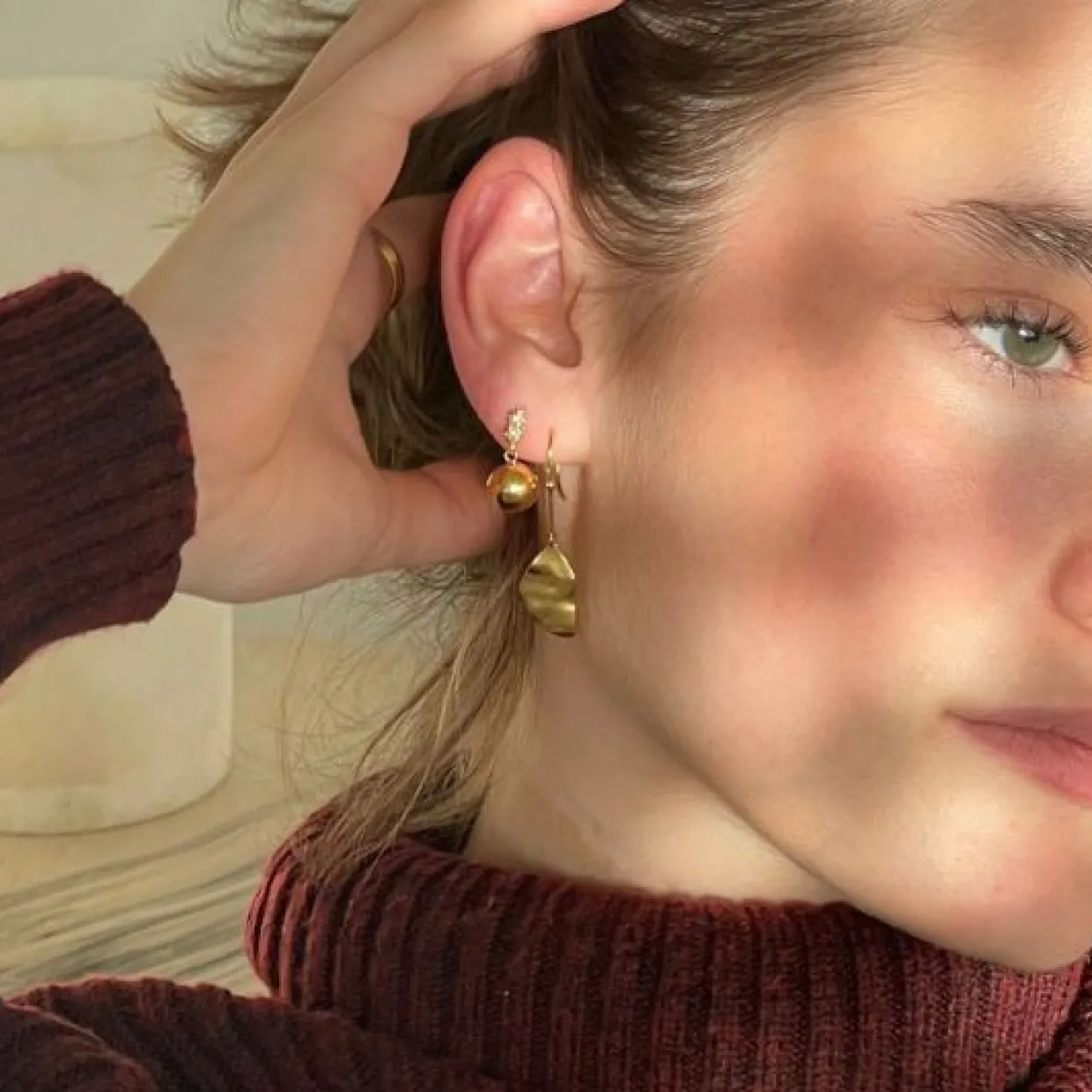 STINE A MOON ØRERING I FORGYLDT SØLV- 1341-02-R