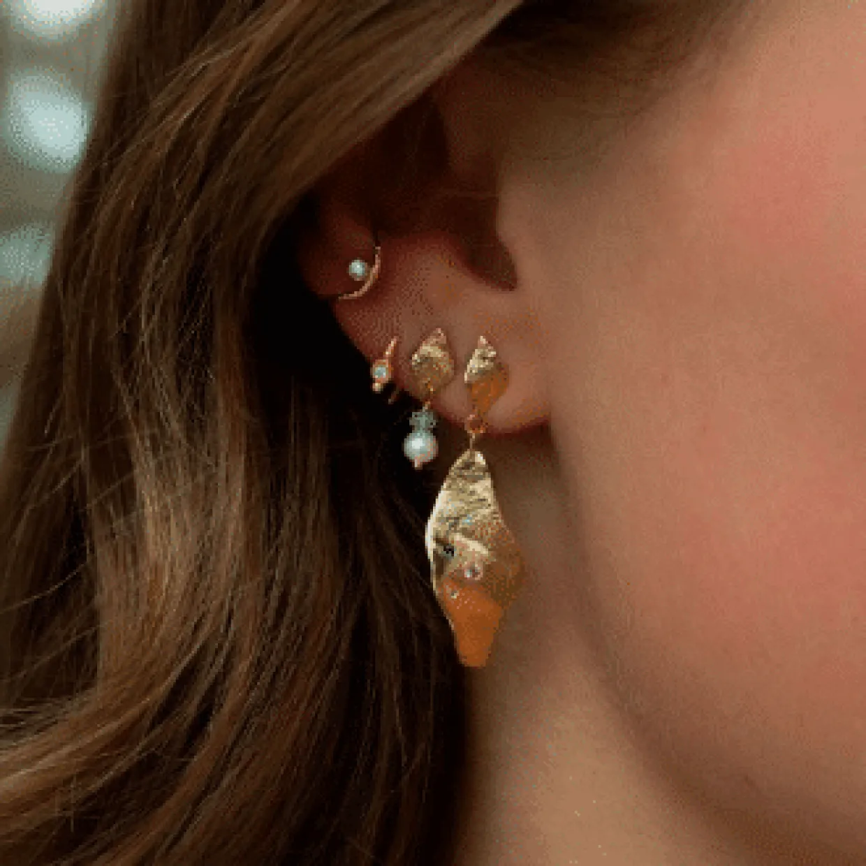 STINE A PETIT BON- BON ØRERING SØLV FORGYLDT -1005-02-S-White