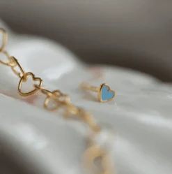 STINE A PETIT LOVE HEART ØRERING SØLV FORGYLDT - 1181-02-Light Blue