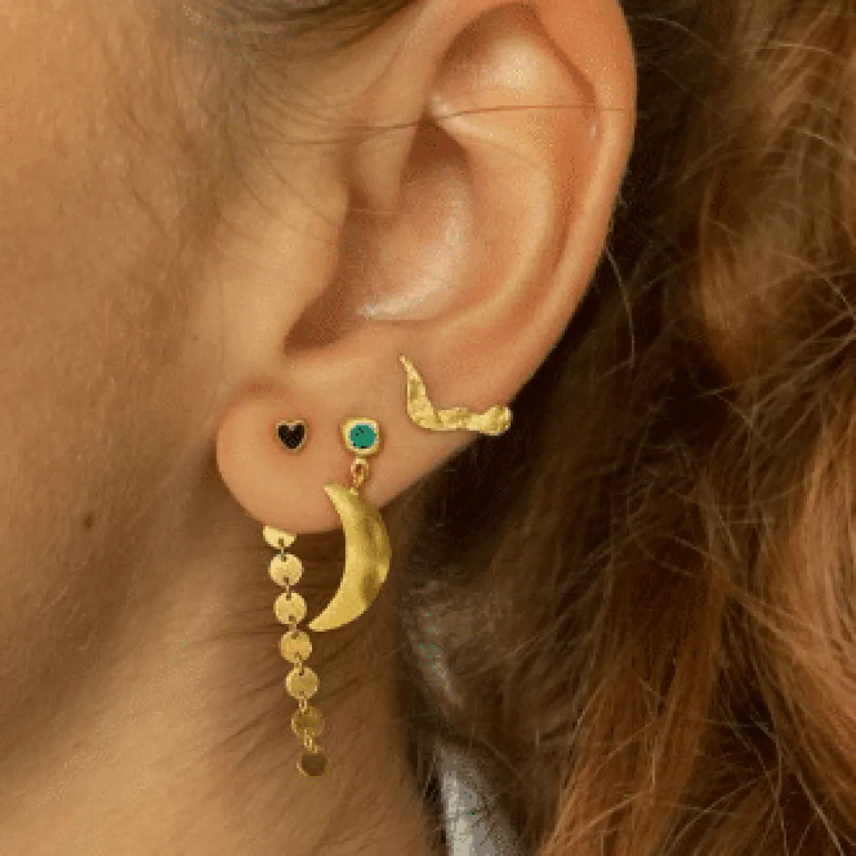 STINE A PETIT LOVE HEART ØRERING SØLV FORGYLDT - 1181-02-Black