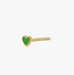 STINE A PETIT LOVE HEART ØRERING SØLV FORGYLDT - 1181-02-Grass Green