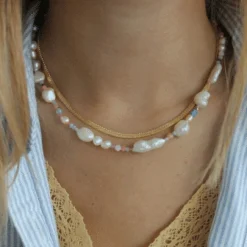 STINE A SHORT SNAKE HALSKÆDE SØLV FORGYLDT - 2019-02-OS