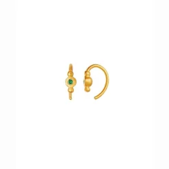 STINE A SØLV FORGYLDT PETIT BON-BON ØRERING MED GRØN ZIRKONIA - 1005-02-S-Green