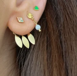 STINE A THREE LEAVES BEHIND ØRERING SØLV FORGYLDT - 1158-02-S