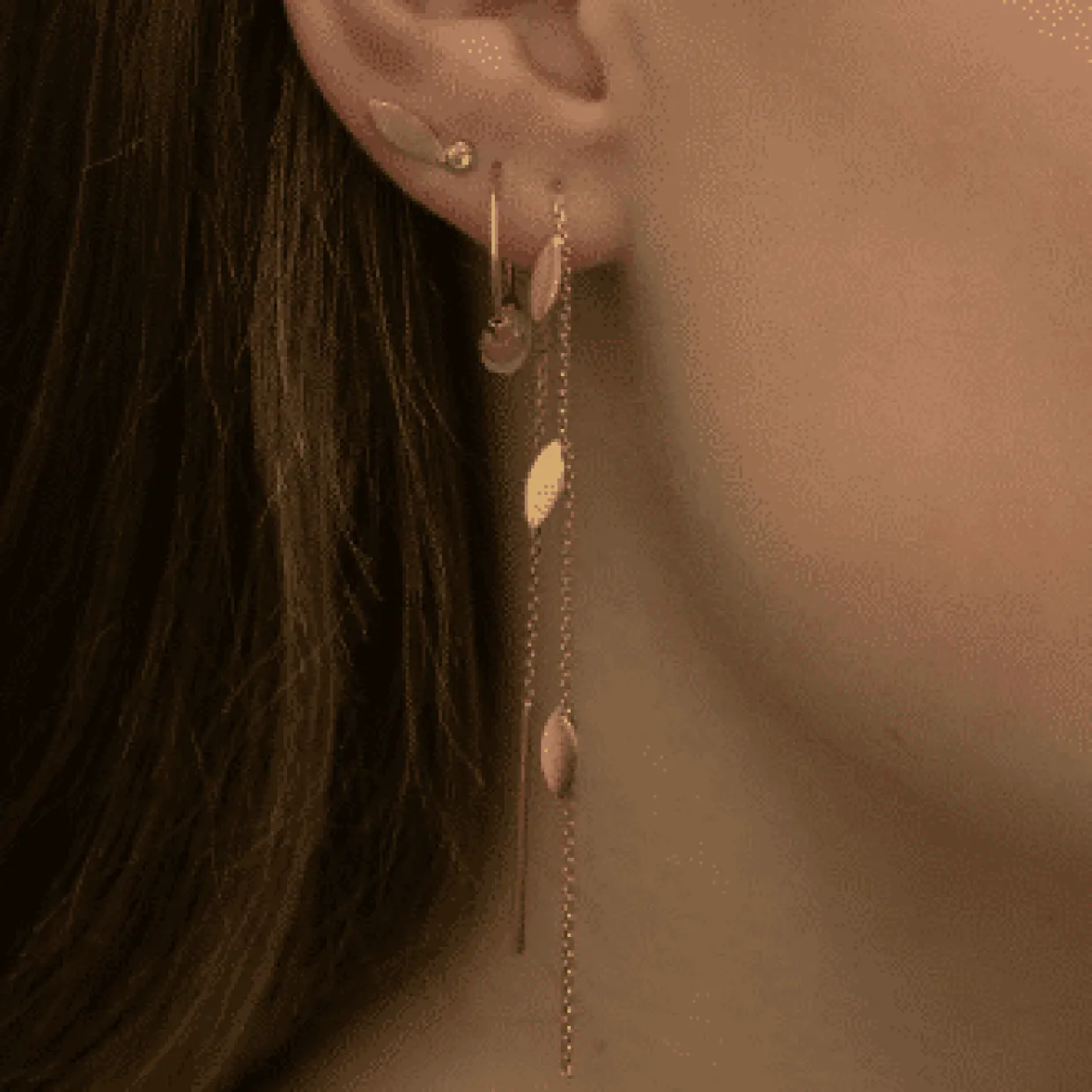 STINE A THREE LEAVES ØRERING SØLV FORGYLDT THREE LEAVES - 1042-02-S