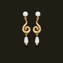 STUDIO Z CURIOSITY ØRERINGE FORGYLDT SØLV MED PERLER - 7213870