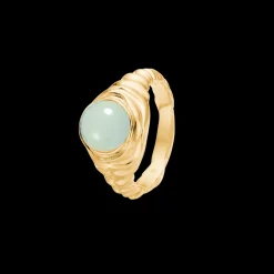 STUDIO Z ENDLESS WAVES SØLV FORGYLDT RING GRØN ZIRKON - 7247914