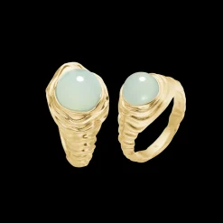 STUDIO Z ENDLESS WAVES SØLV FORGYLDT RING GRØN ZIRKON - 7247914