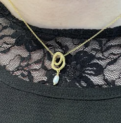 STUDIO Z HALSKÆDE SØLV FORGYLDT TWINE MED PERLE - 7223853