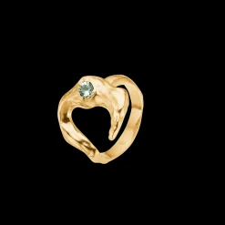 STUDIO Z LUNAR RING FORGYLDT SØLV MED GRØN STEN - 7247883