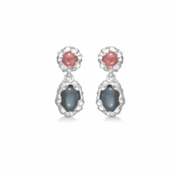 STUDIO Z MAGMA ØRERINGE SØLV MED BLÅ OG ROSA ZIRKONIA - 7117833