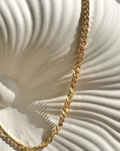 STUDIO Z PLAITED CHAIN KÆDE I SØLV FORGYLDT MED PANSERFLET- 8220317