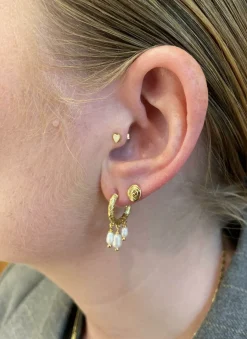 STUDIO Z ØRERINGE SØLV FORGYLDT TWINE MED PERLE - 7213854