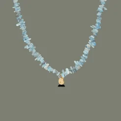 STUDIO Z SEASHELL SECRETS SØLV FORGYLDT HALSKÆDE MED KYANIT - 7226895