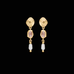STUDIO Z SHELL ØRERINGE FORGYLDT SØLV MED PERLE - 7217879
