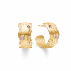 STUDIO Z SHELL ØRERINGE SØLV FORGYLDT MED ROSA ZIRKON - 7217839