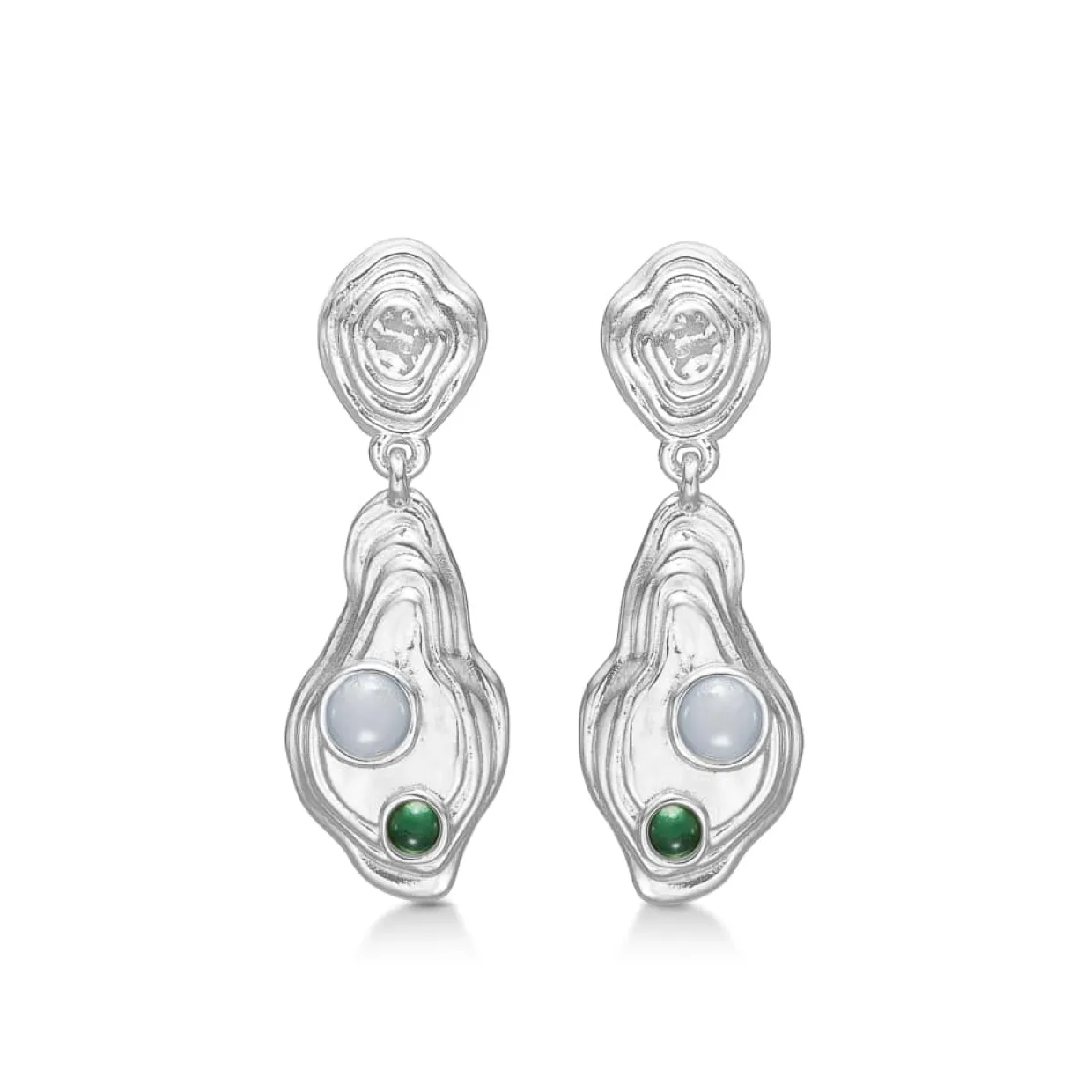 STUDIO Z SØLV ØRERINGE MED GRØN ZIRKONIA - 7117836