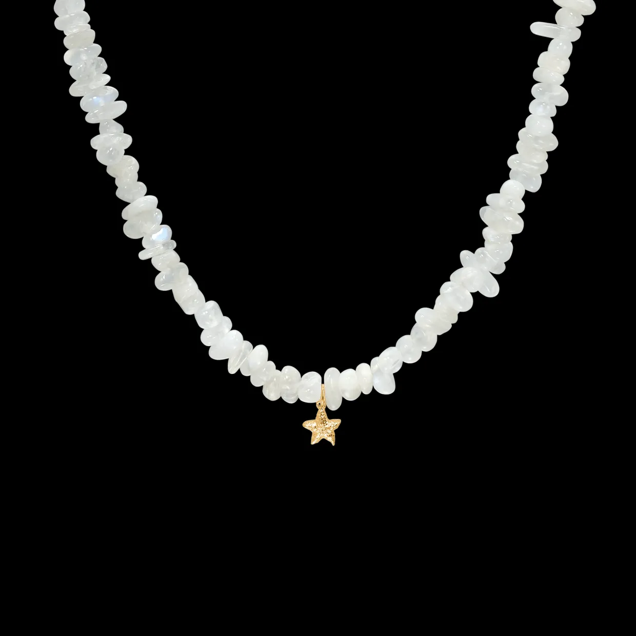 STUDIO Z STARFISH LUSTRE SØLV FORGYLDT HALSKÆDE MED HVIDE MÅNESTEN - 7226894