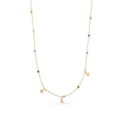 STUDIO Z STARLIGHT HALSKÆDE SØLV FORGYLDT MED STEN OG PERLE - 7226441