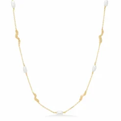 STUDIO Z TANGLED HALSKÆDE SØLV FORGYLDT MED PERLER- 7223825