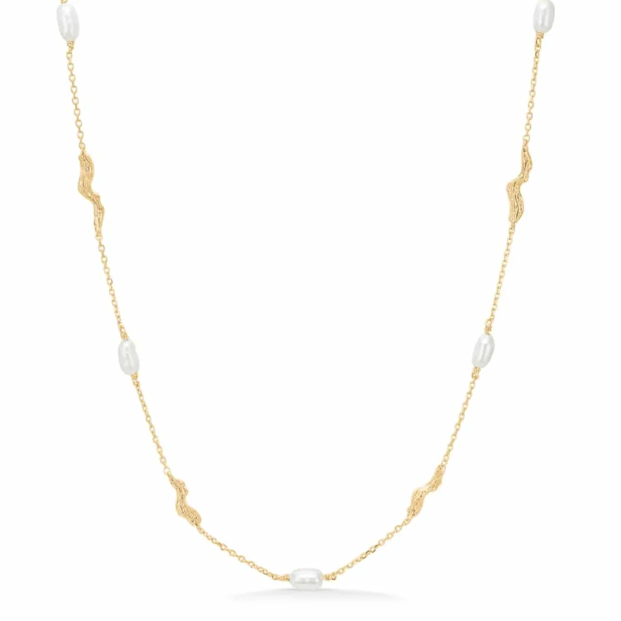 STUDIO Z TANGLED HALSKÆDE SØLV FORGYLDT MED PERLER- 7223825