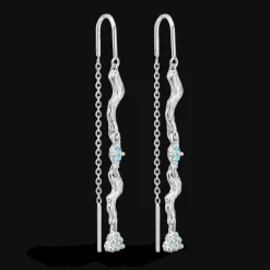 STUDIO Z TANGLED ØRERINGE SØLV MED BLÅ GRØN STEN - 7107847